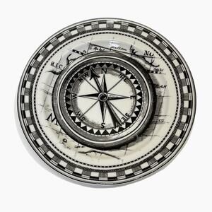 222 Fifth Slice Of Life Nautical Compass Salad Plate Decorative Black White